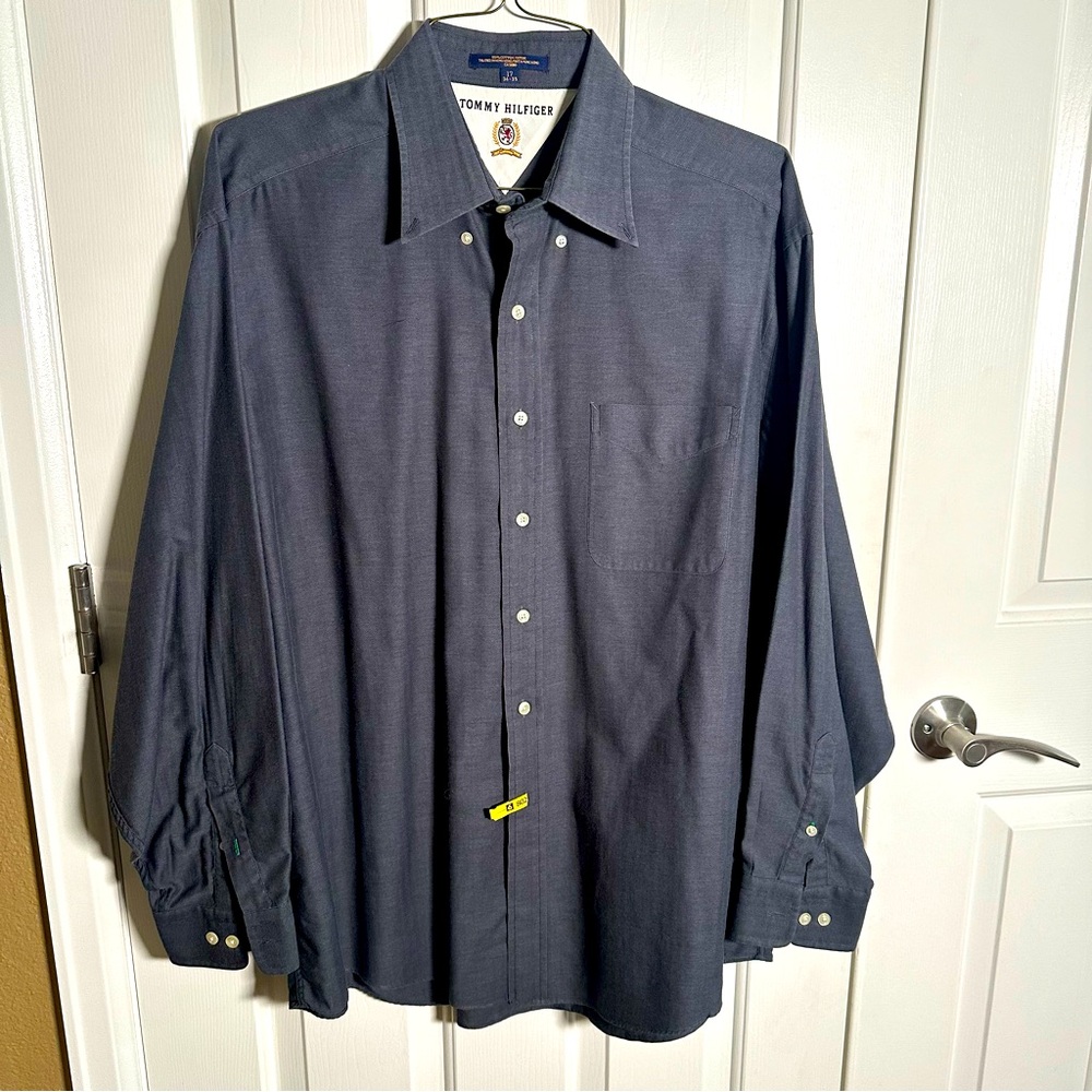 Vintage Tommy Hilfiger Long Sleeve Button Down Shirt Y2K Size 17 34-36 sleeve